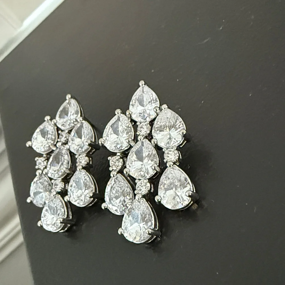 CZ by Kenneth Jay Lane NEW Cascading Pear CZ Drops $149Mfg - Picture 5 of 6